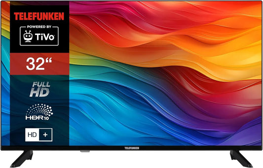 Telefunken Modell D32F751X7CW, Fernseher 32 Zoll Smart TV Powered by TiVo, HD+ 6 Monate inklusive., Full HD, HDR, Triple-Tuner