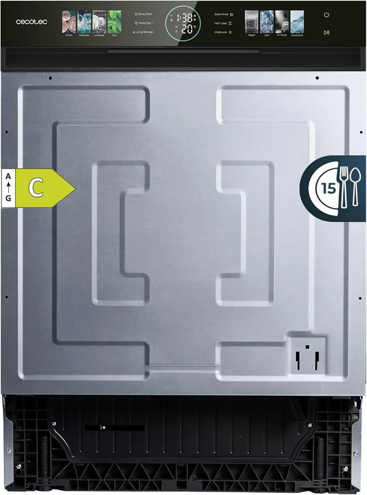 Cecotec Teilintegrierte Spülmaschine 60 cm Bolero Aguazero S-BI C 6620, Leistung 1850W, 8 Betriebsprogramme, Inverter-Motor, Turbo Dry+, 15 Gedecke