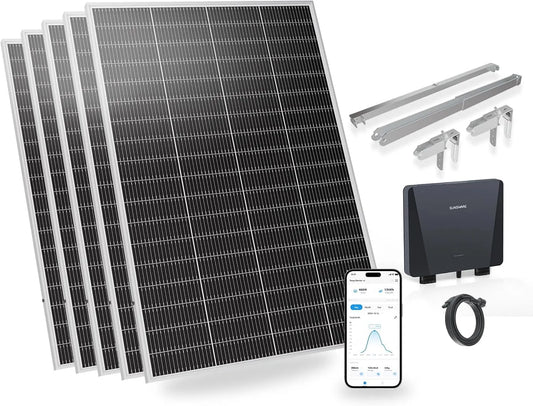 1000W Balkonkraftwerk mit Halterung Ray Lite, vormontiertes Komplettset mit 800W Mikro-Wechselrichter & Solarpanel, Leichtes, Plug & Play