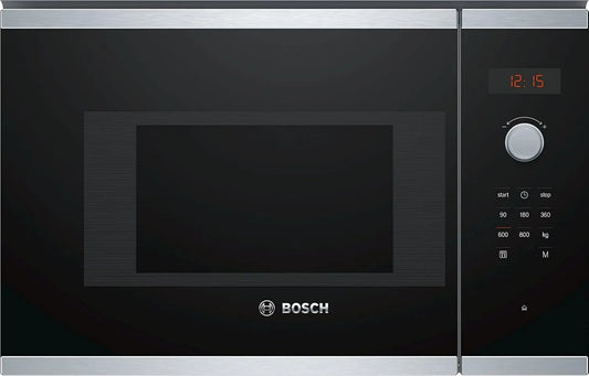 Bosch Mikrowelle BFL523MS0, Edelstahl, Einbau Kapazität 20 Liter Leistung 800 Watt in Schwarz