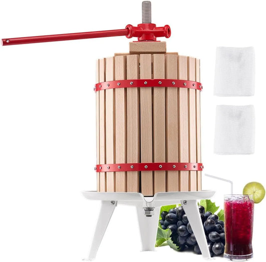 Vevor Entsafter, Fassungsvermögen 18 L, mit Massivholzkorb mit 8 Blöcken, Obstweinpresse Obstmühle, robuster manueller, Saftpresse für Küche