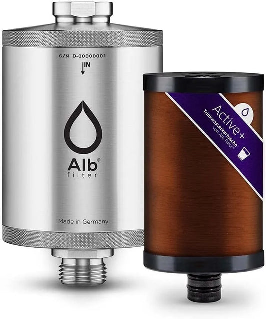 Active Plus+ Wasserfilter gegen Kalk Alb Filter, und andere Schadstoffe, Bakterien, Made in Germany Edelstahl Natur, Unterspüle