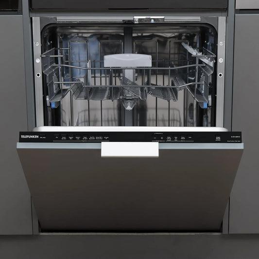 Telefunken Geschirrspüler G-EV-6014-C, Einbauspülmaschine 60 cm, leise 44 dB, 12 Maßgedecke, 9 Betriebsprogramme, vollintegriert, AquaStop, Auto-Door