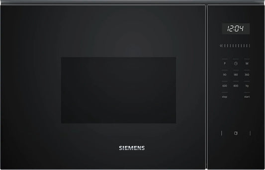 Siemens Mikrowelle BF525LMB1 iQ500, Maße 59 x 38 cm, 25,5 cm Drehteller, Leistung 800W, Fassungsvermögen 20L Garraum Edelstahl, Einbau, in Schwarz