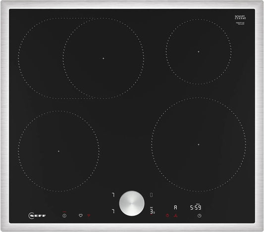 Neff Induktionskochfeld T56STF1L0 N90, Smart Hood Automatic, Twist Pad, Powerstufe, Edelstahlrahmen, Breite 60 cm, autarkes Glaskeramik-Kochfeld