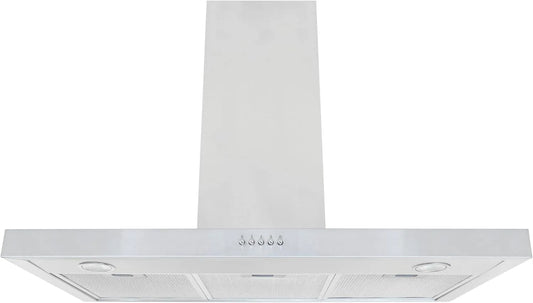 Exquisit Dunstabzugshaube FKH90-2.1, Inox, Energieeffizienzklasse C, Aktivkohlefilter, 90cm breit, Kaminhaube, Wandmontag
