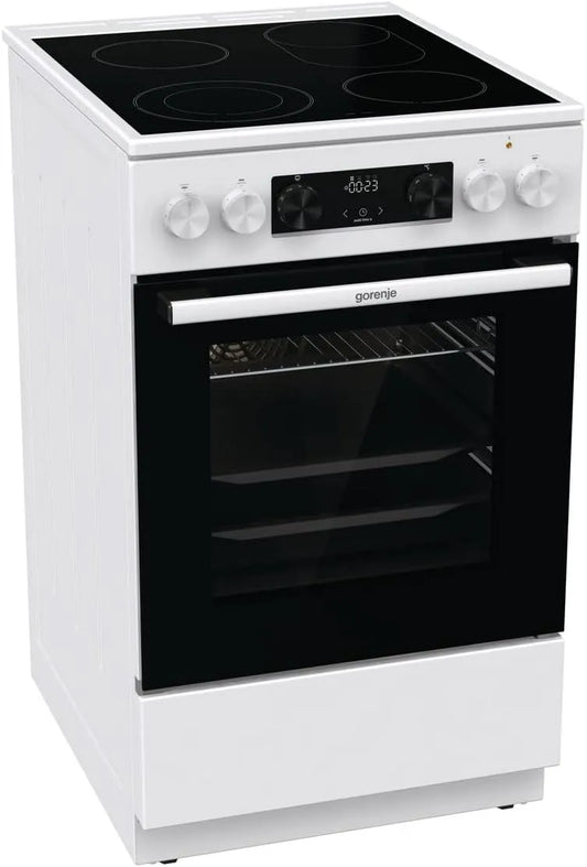 Gorenje Kochfeld GECS5C, Breite 50 cm, Schnellaufheizung, ExtraSteam, AquaClean, 70 WA Elektro-Standherd mit Glaskeramik, Fassungsvermögen 70 Liter