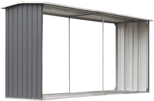 Für den Garten Capannone Kaminholzregal, Maße 330 x 92 x 152 cm, aus verzinktem Stahl für Kaminholz, Farbe Grau