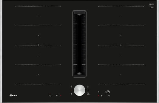 Neff Induktionskochfeld V68TTX4L0, N 90 mit integriertem Dunstabzug 80cm, Filter Spülmaschinenfest, Extrem Leise, Intuitive Flexzonen, Twist Pad