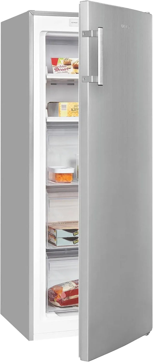Exquisit Gefrierschrank GS5231-NF-H-040C, LED-Anzeige, Fassungsvermögen 161 Liter, No-Frost, inoxlook, leise