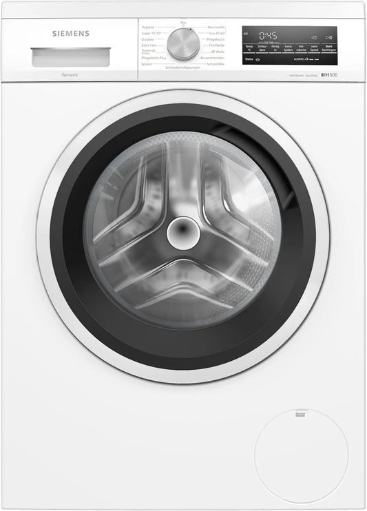 Siemens Waschmaschine WU14UT42 iQ500 1400, varioSpeed für kürzere Programme, UpM, Extra stromsparend und leise, Nachlegefunktion, Gewicht 9kg