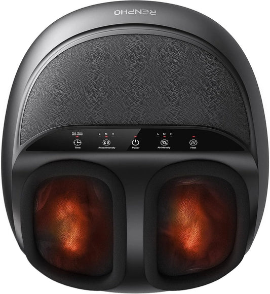 Fußmassagegerät RENPHO Ganz, 2026 Verbessertes Shiatsu Fussmassagegerät Elektrisch mit Wärmefunktion, bis Schuhgröße 46, in Schwarz, Kneten
