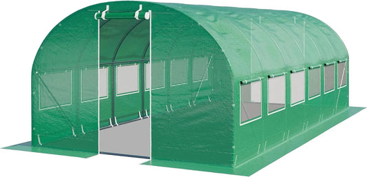 Gewächshaus TOOLPORT Foliengewächshaus, 3x6m stabil & langlebig mit Fenster, reißfeste PE Plane 180g, m² grün transparent